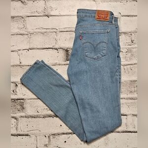 Levis 711 Skinny Jeans Light Wash Distressed Stretch Denim Size 28